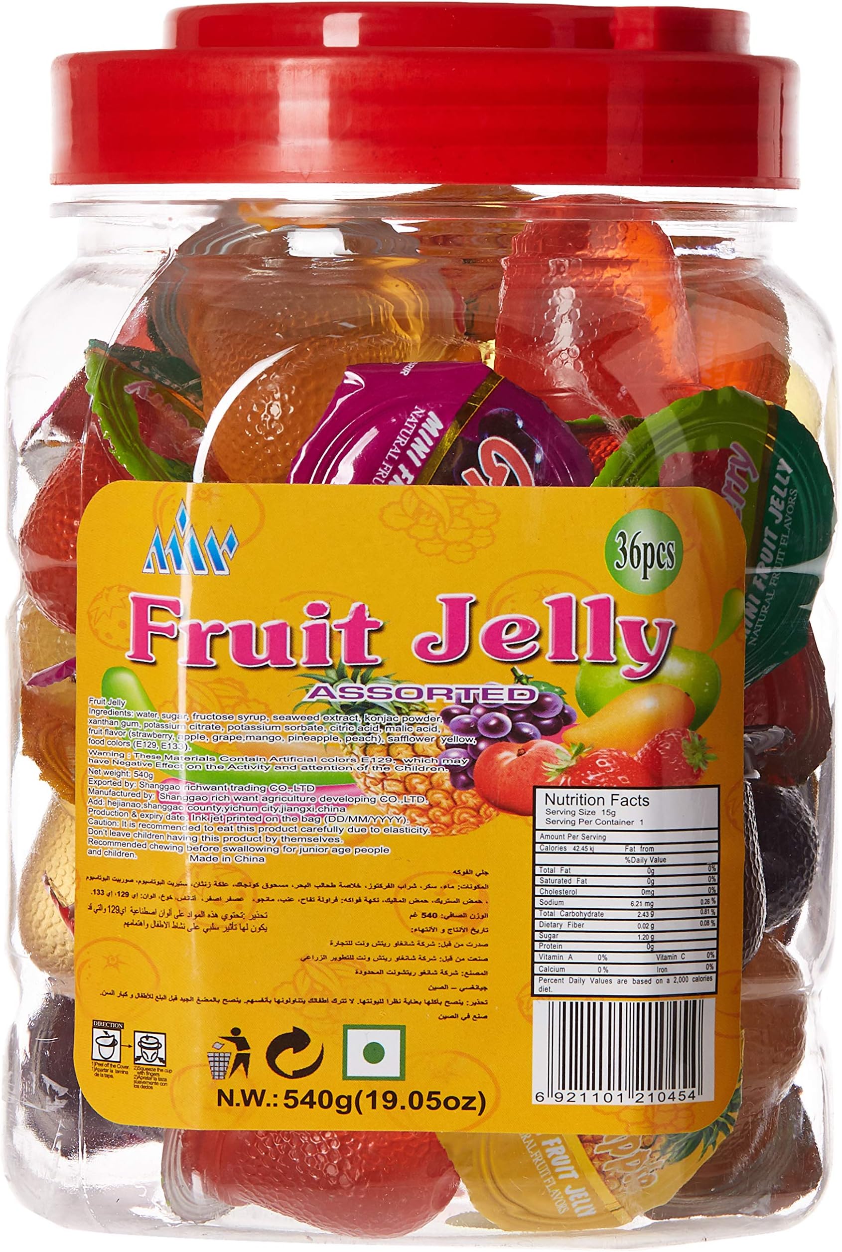 Mir Assorted fruit jelly, 15 gm ,pack of 36