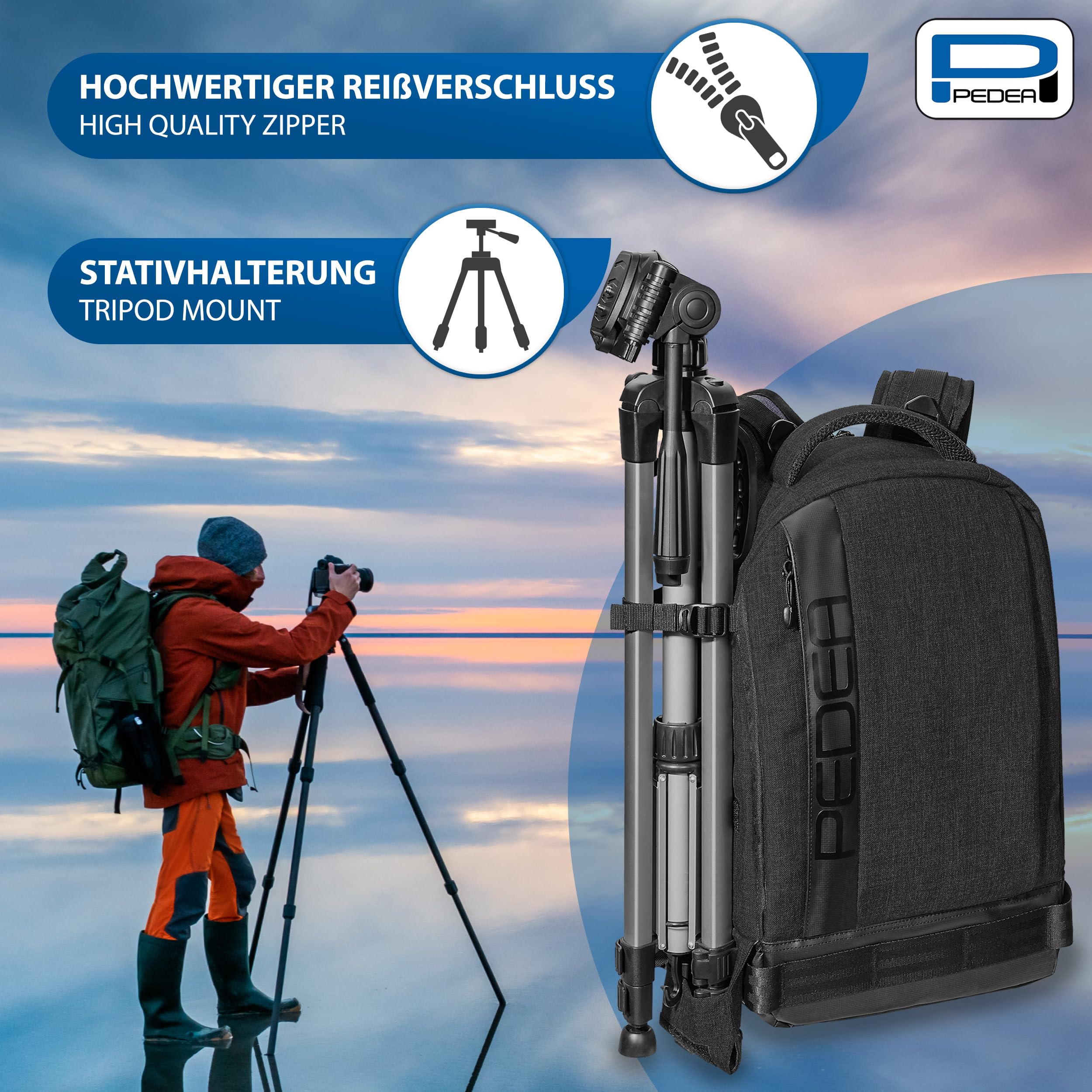 PEDEA SLR Bolsa de la cámara, negro, Mochila