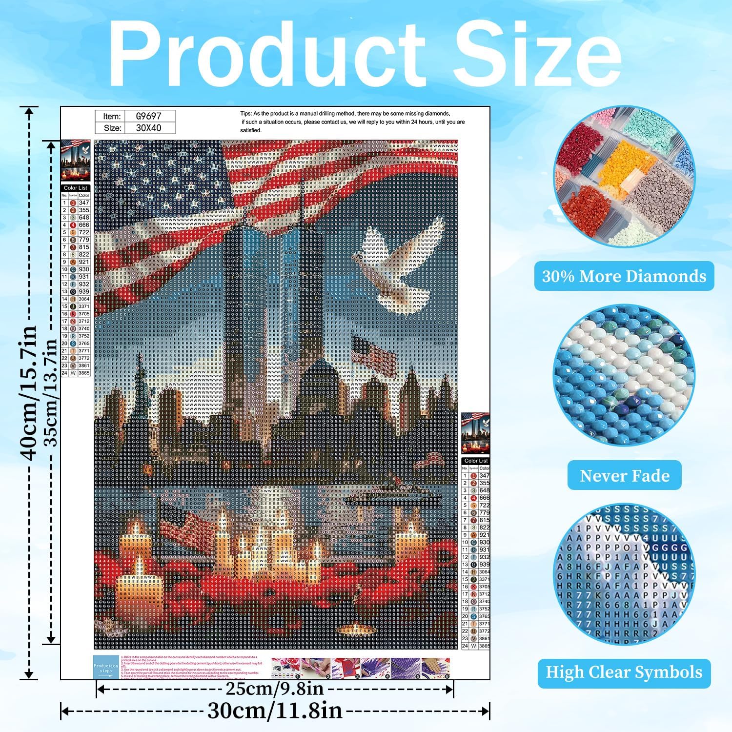 Twin Towers Diamond Art Kits for Adults, Peace Dove Diamond Painting Kits image 3