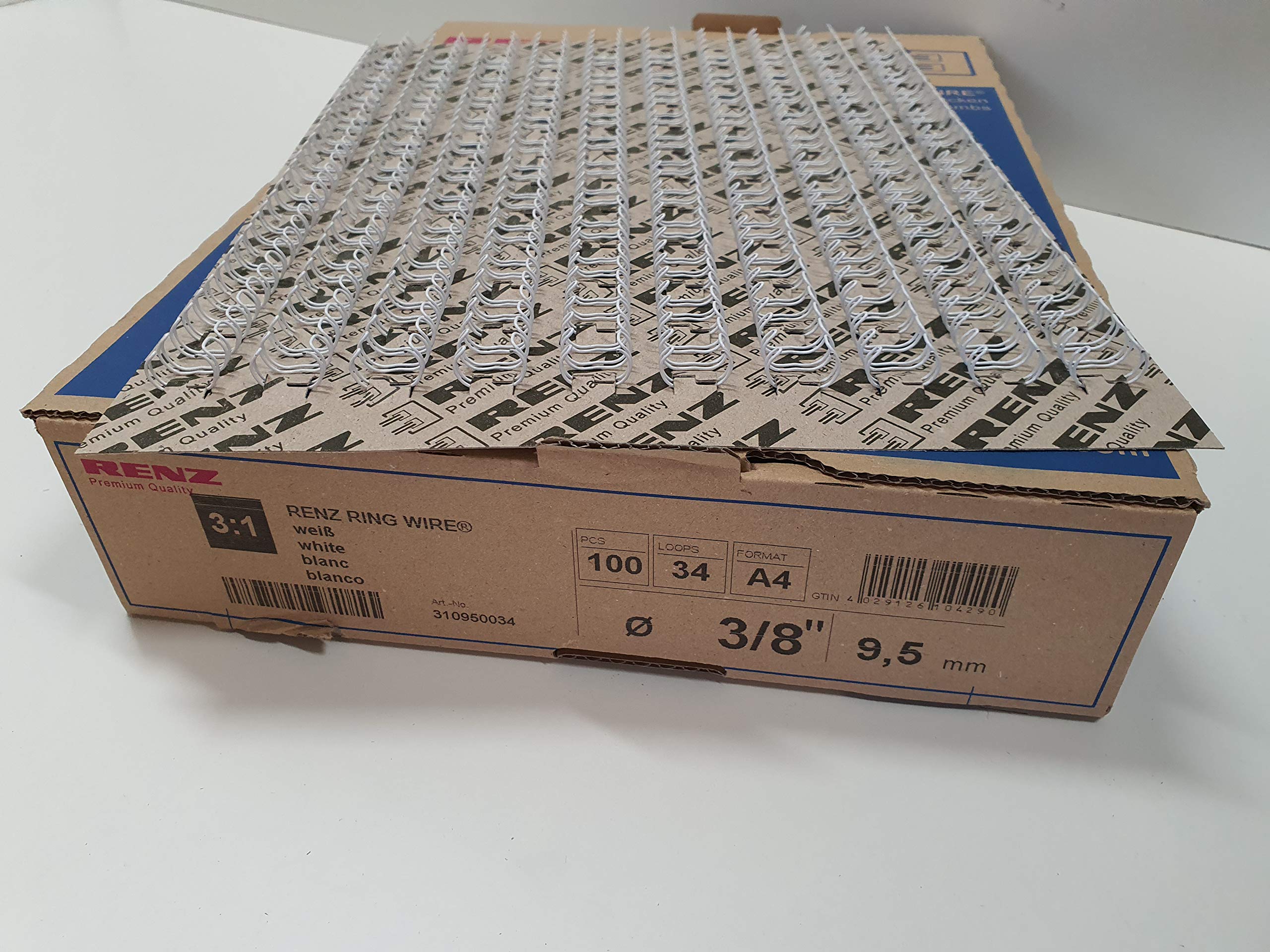 Renz 310950034 fil reliures Ring Wire 3 : 1 pièces 100 dossiers, blanc