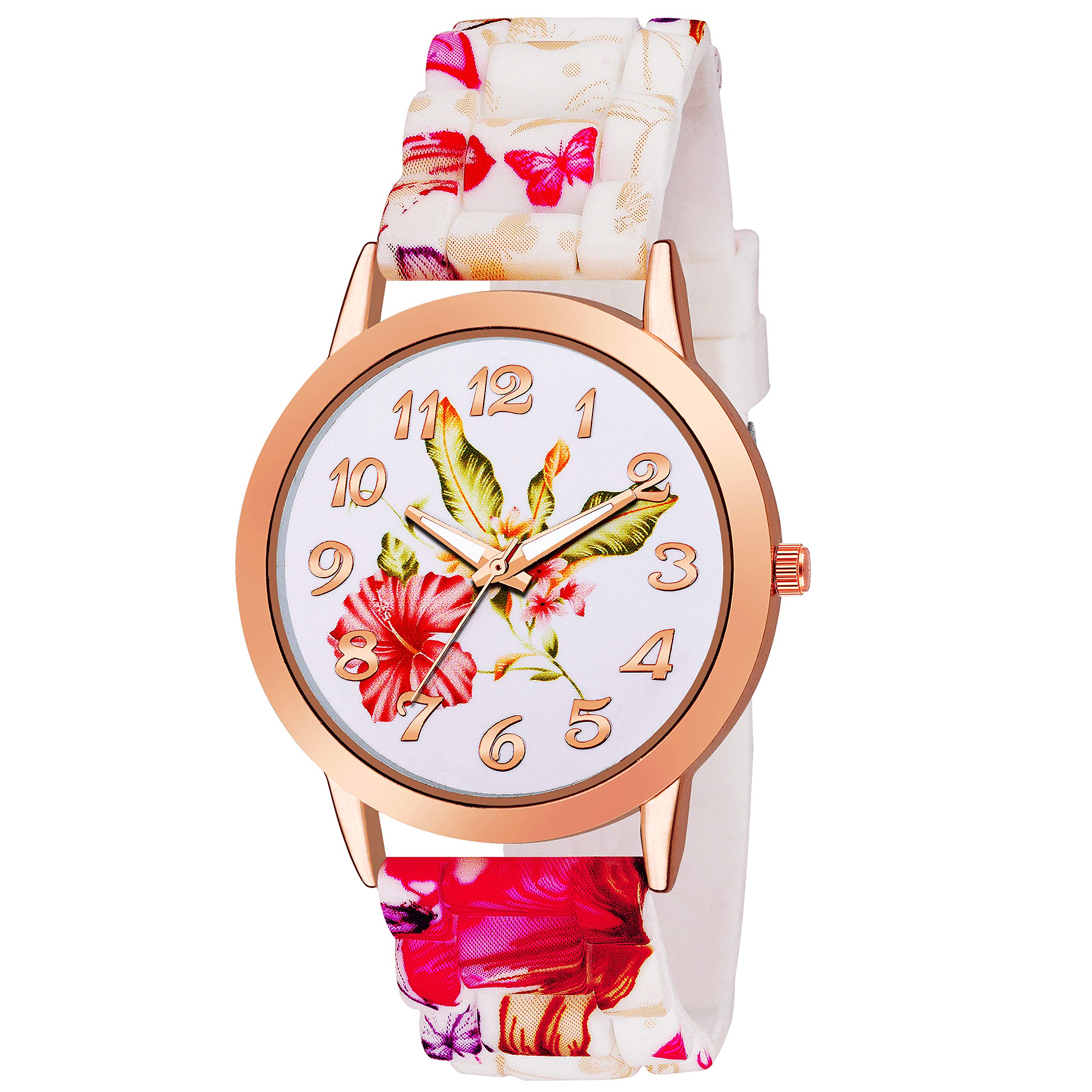 FRAVY Pink Flower Silicon Strap Analoug Wrist Watch for Womens Girls - GF080 (B0BC1ZY67J) Amazon Price History, Amazon Price Tracker