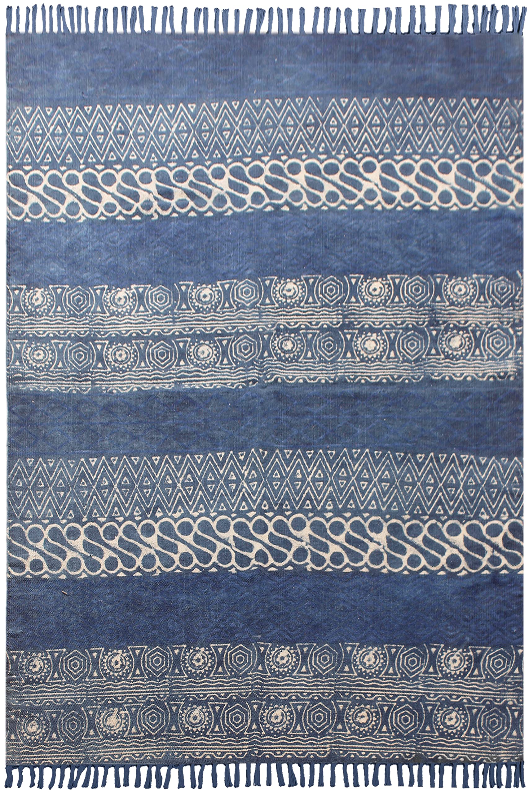 Tapis géométrique fait à la main tissage plat en coton imprimé Dhurrie de salon