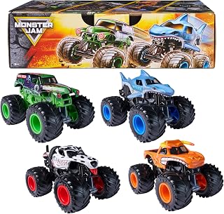 Monster Jam All Stars 4-Pack: Grave Digger, Megalodon, Dalmatian, El Toro Loco 1:64 Die-Cast Trucks for Kids 3+
