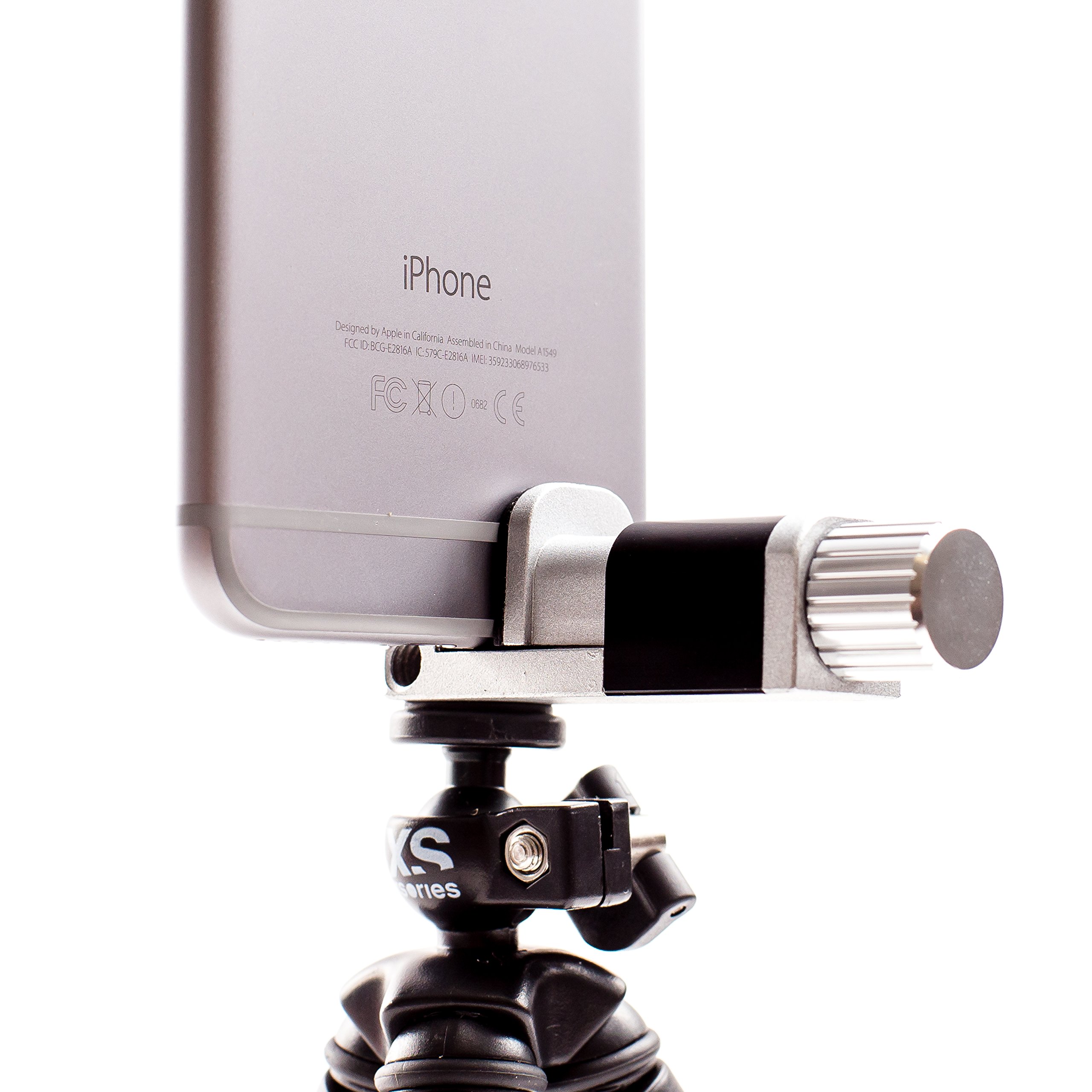Pholder 2.0 Smartphone Tripod Mount – Universal Phone Holder With 1/4"-20 Thread (Silver/Orange)