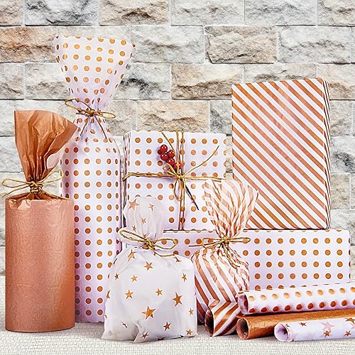 Miniatura 2 de Larcenciel Papel de seda, 120 hojas de papel de seda de oro rosa a granel, papel de regalo para bolsas de regalo, flores, San Valentín, Navidad,