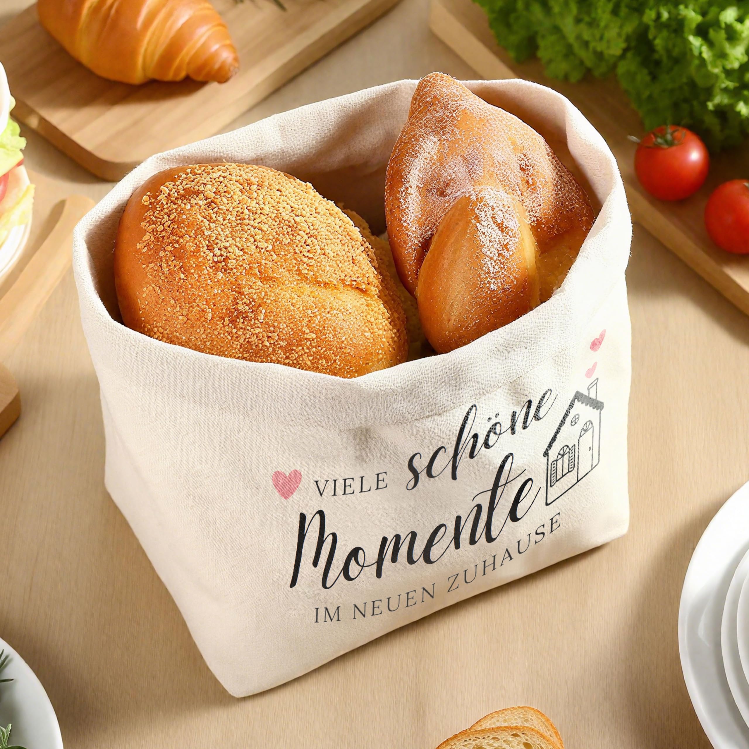 Brotkorb Einzugsgeschenke Wohnung-Viele schöne Momente Im Neuen Zuhause,Einweihungsgeschenk Haus Brötchenkorb, Geschenk zum Einzug,Einweihungsgeschenk Wohnung (Einzugsgeschenke)