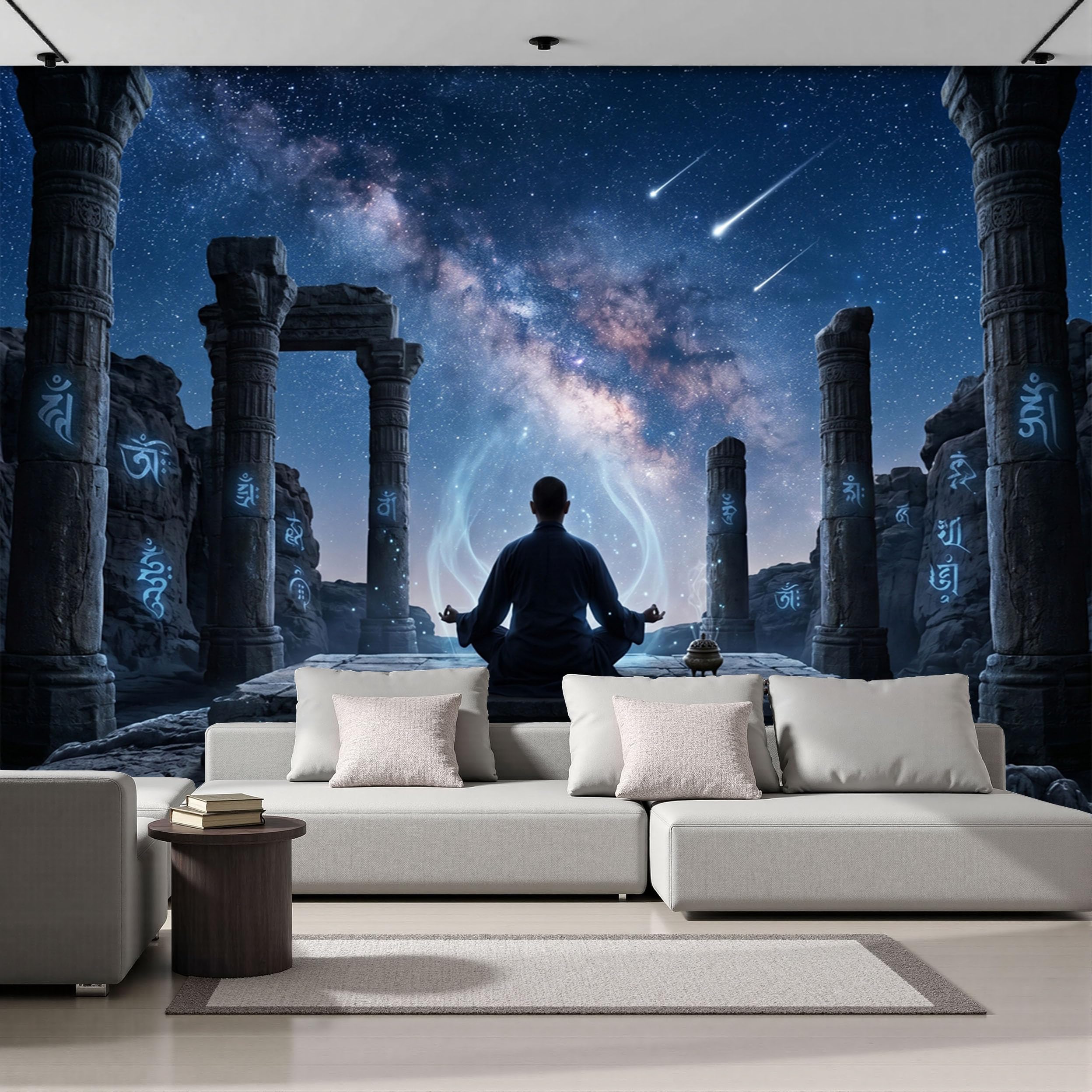 Carta Da Parati Fotomurale Xxl Stampa Meteora Fantasy 250X175Cm, Poster Murale Fotografica 3D In Tessuto Non Tessuto Pilastri Pietra Per Meditazione Di Grande Per Tv Corridoio Soggiorno, Blu Scuro