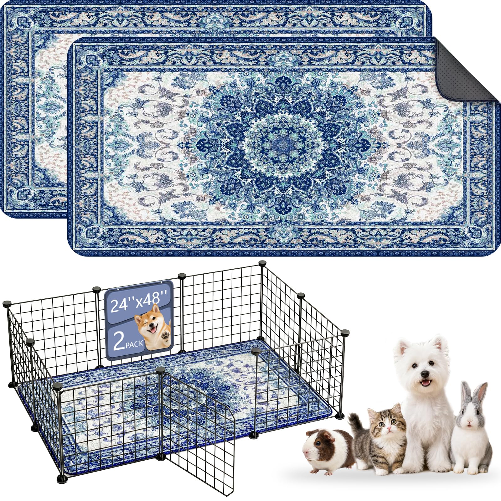 Washable Guinea Pig Pee Pads,Reusable Guinea Pig Cage Liner 2 Pack