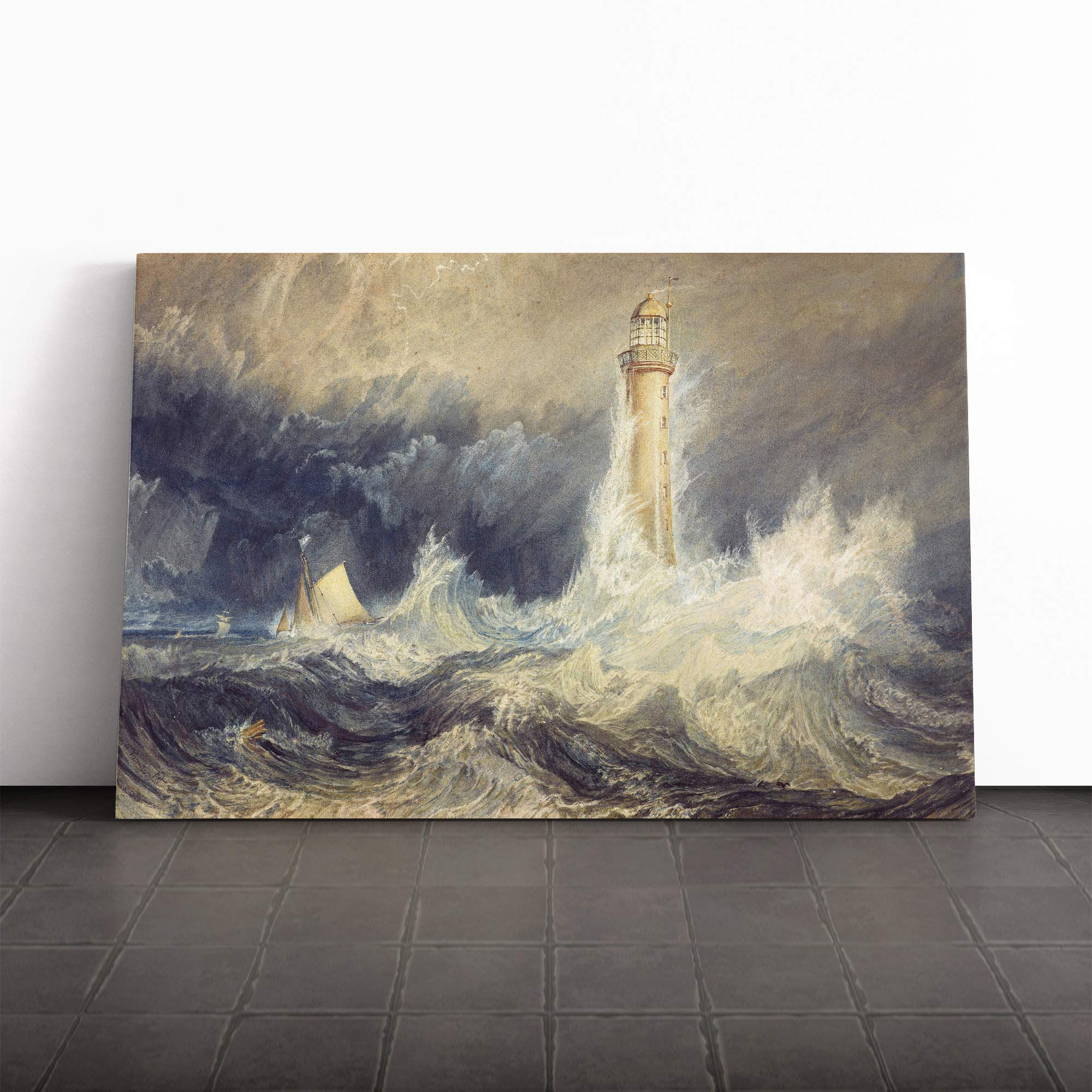 Joseph Mallord William Turner Bell Rock Lighthouse Canvas Print | Gallery Wrapped 30mm Frame Wall Art | 30x20 inches | Ready to Hang | Modern Seascape Picture | Living Room Bedroom Lounge Office