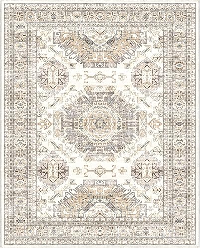 Miniatura 27 de Alfombras lavables de área 8x10, para sala de estar, alfombra antideslizante de pelo bajo para comedor dormitorio Crema claro,Beige,Beige