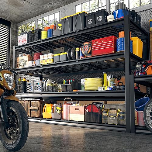 Miniatura 6 de REIBII Estantería de garaje de 60 pulgadas de ancho, estantes de almacenamiento de 4 niveles resistentes, estante industrial de 2500 libras,