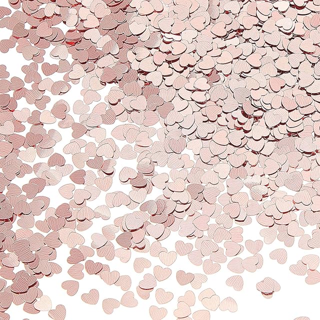 6 mm Rose Gold Heart Confetti Metallic Shiny Glitter Confetti Bridal Shower Heart Confetti for Wedding Birthday Party Table Decor Halloween Christmas Valentine's