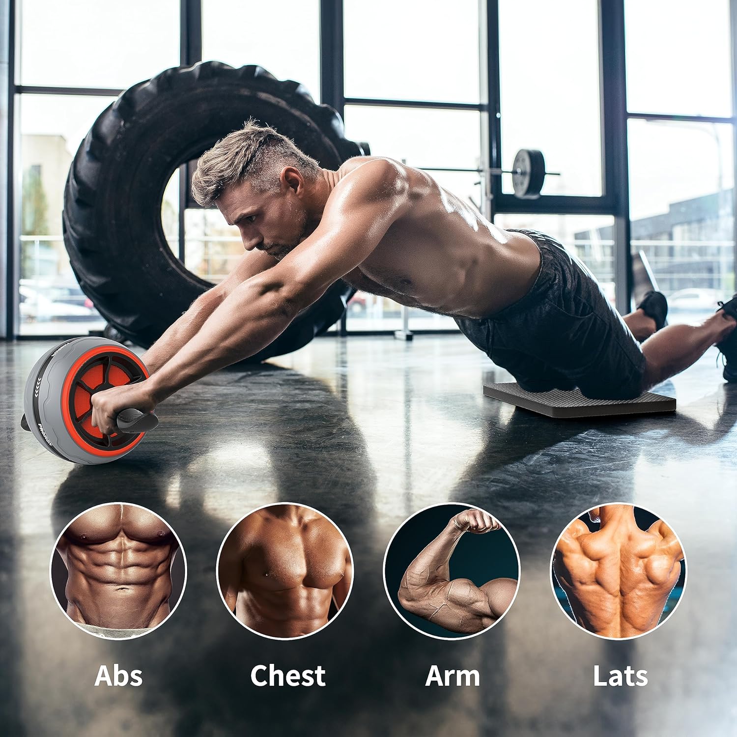PROIRON Abdominal Wheel with Assisted Rollback - Stable Abdominal Wheel with Large Knee Mat, Roller for Abs, Back and Shoulders