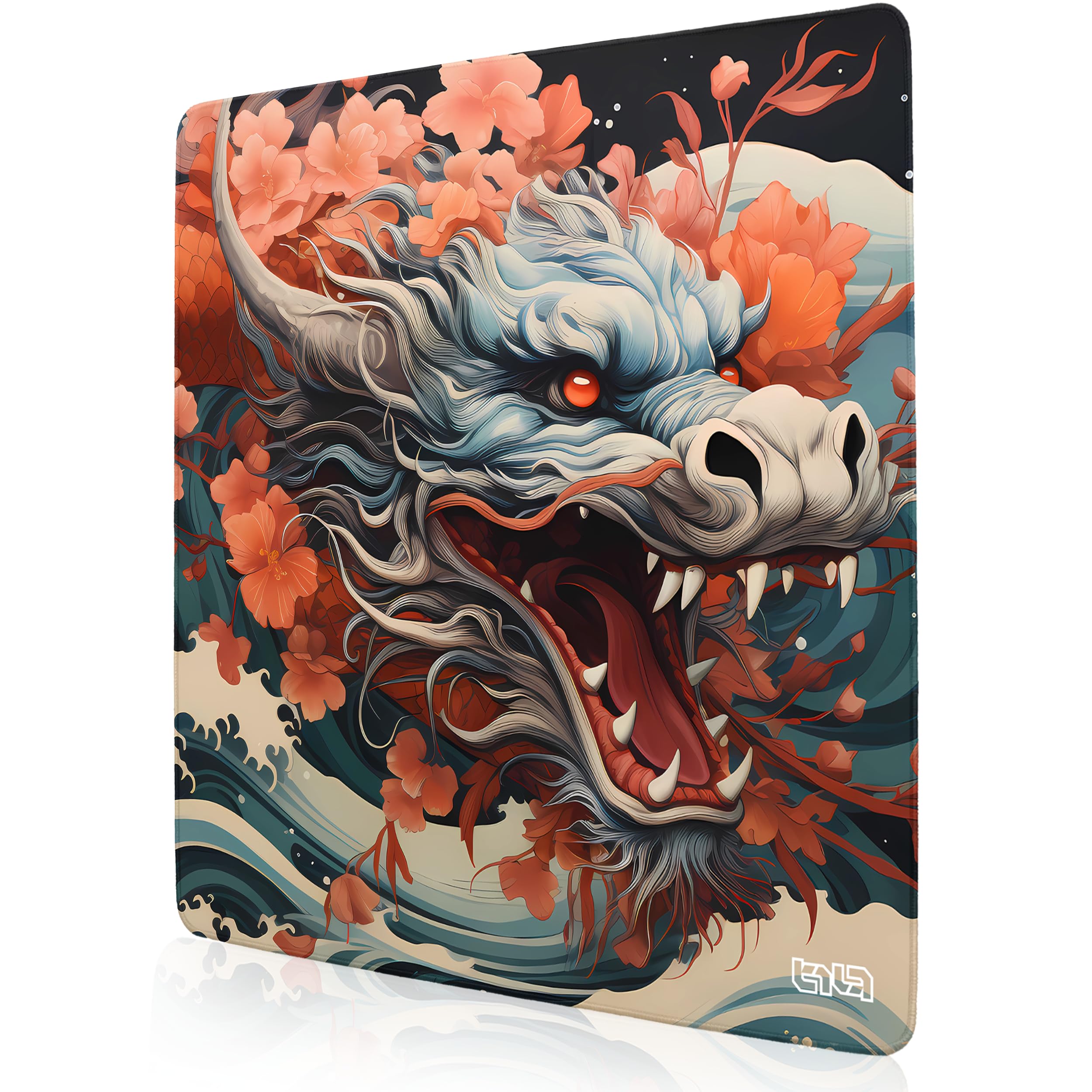 Tilt Mouse Mat 50x50 cm | Non-Slip Desk Mat Large | Waterproof Desk Pad XXL for Home Office Accessories and Office Gadgets | Protector Keyboard (Chinese Dragon)
