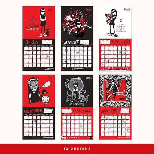 Miniatura 8 de Bright Day - Calendario mensual de pared 2024 de Emily The Strange, regalo animado gótico de 12 x 12 pulgadas