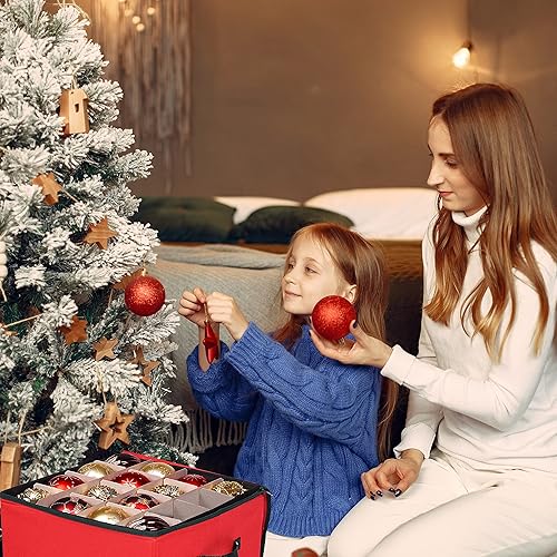 Miniatura 10 de Primode Caja de almacenamiento de adornos de Navidad 4 bandejas individuales de almacenamiento de Navidad se adapta a 64 bolas de decoración de