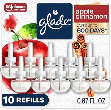 Glade PlugIns Refills Air Freshener, Scented and Essential Oils for Home and Bathroom, Apple Cinnamon, 6.7 Fl Oz, 10 Count