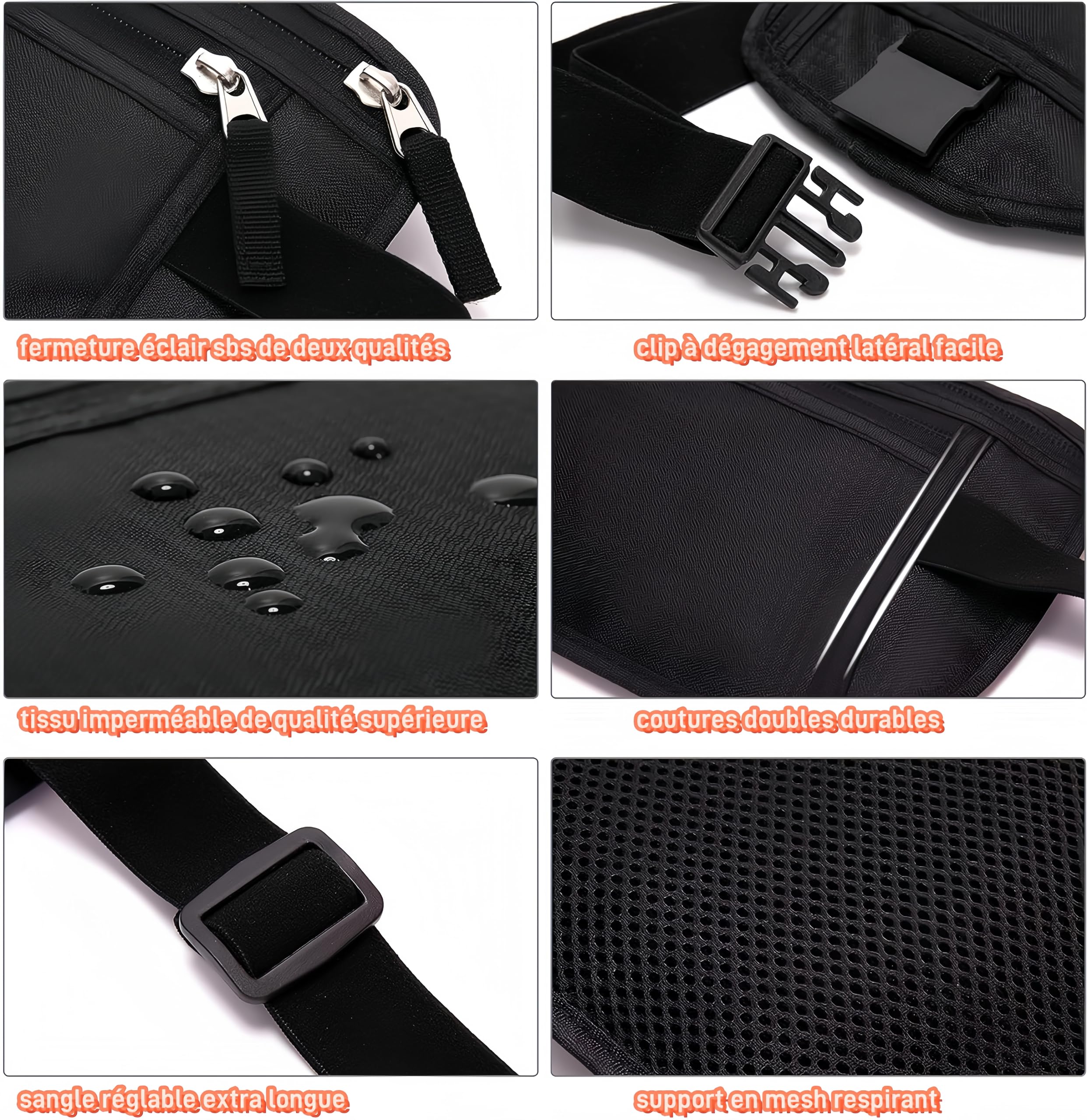 Płaska saszetka antykradzieżowa, Czarny (Black), Talla única para todos, pasek na pieniądze