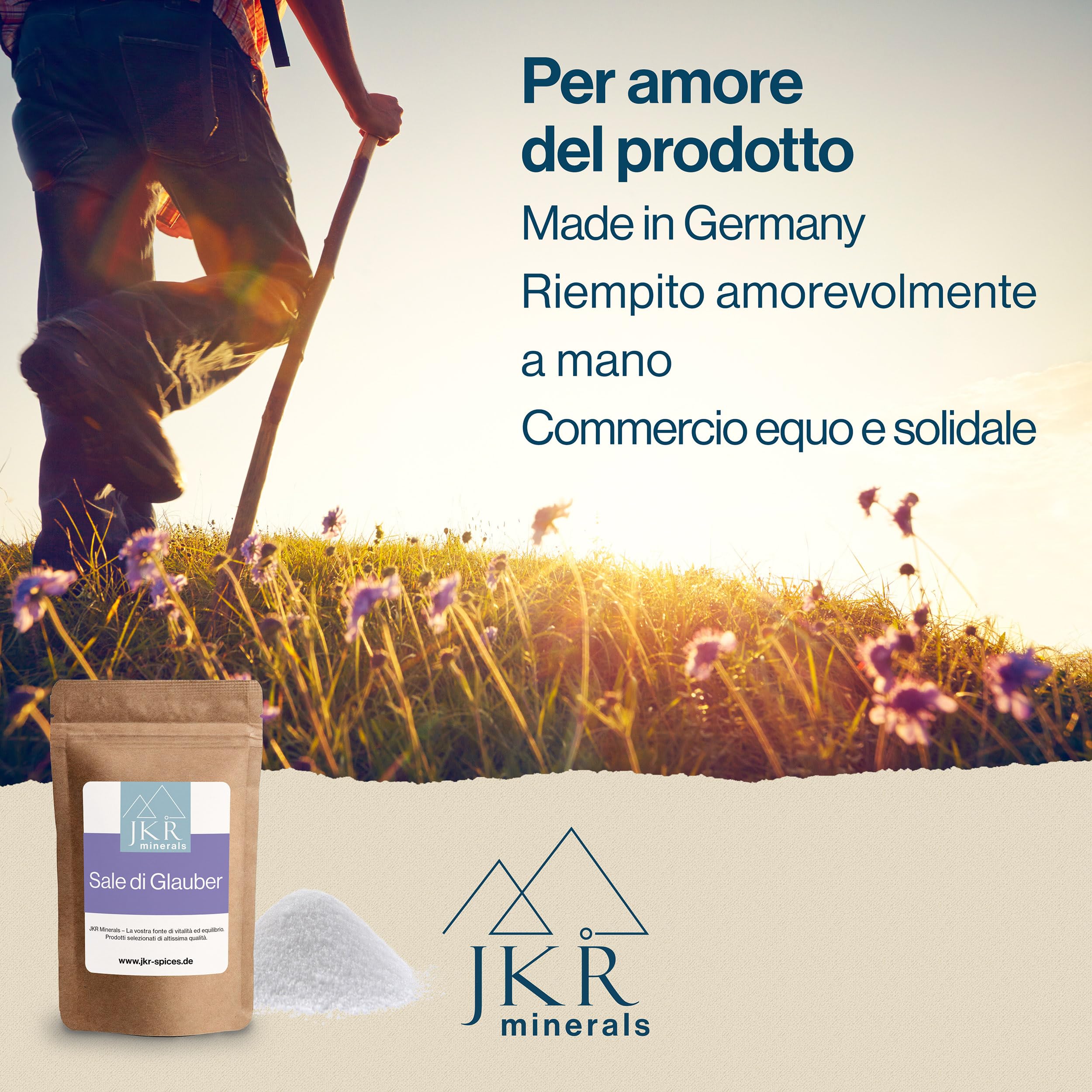 JKR Minerals Sale di Glauber 450g | Sale Glauber per uso alimentare | Solfato di sodio per uso alimentare | Na2SO4 in sacchetto richiudibile a emissioni zero di CO²
