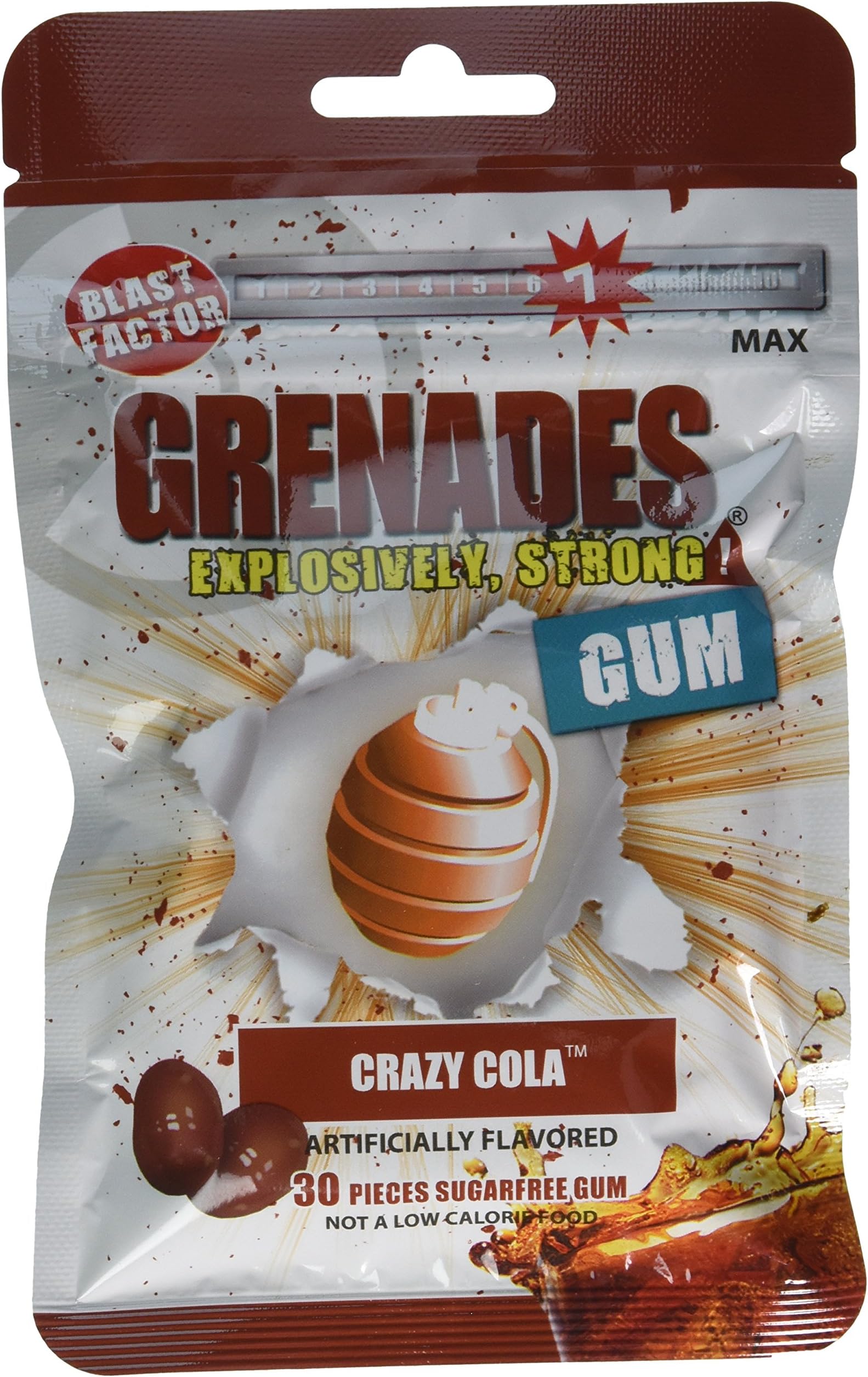Grenades Explosively Strong Gum, Crazy Cola, 30 Count (Pack of 12)