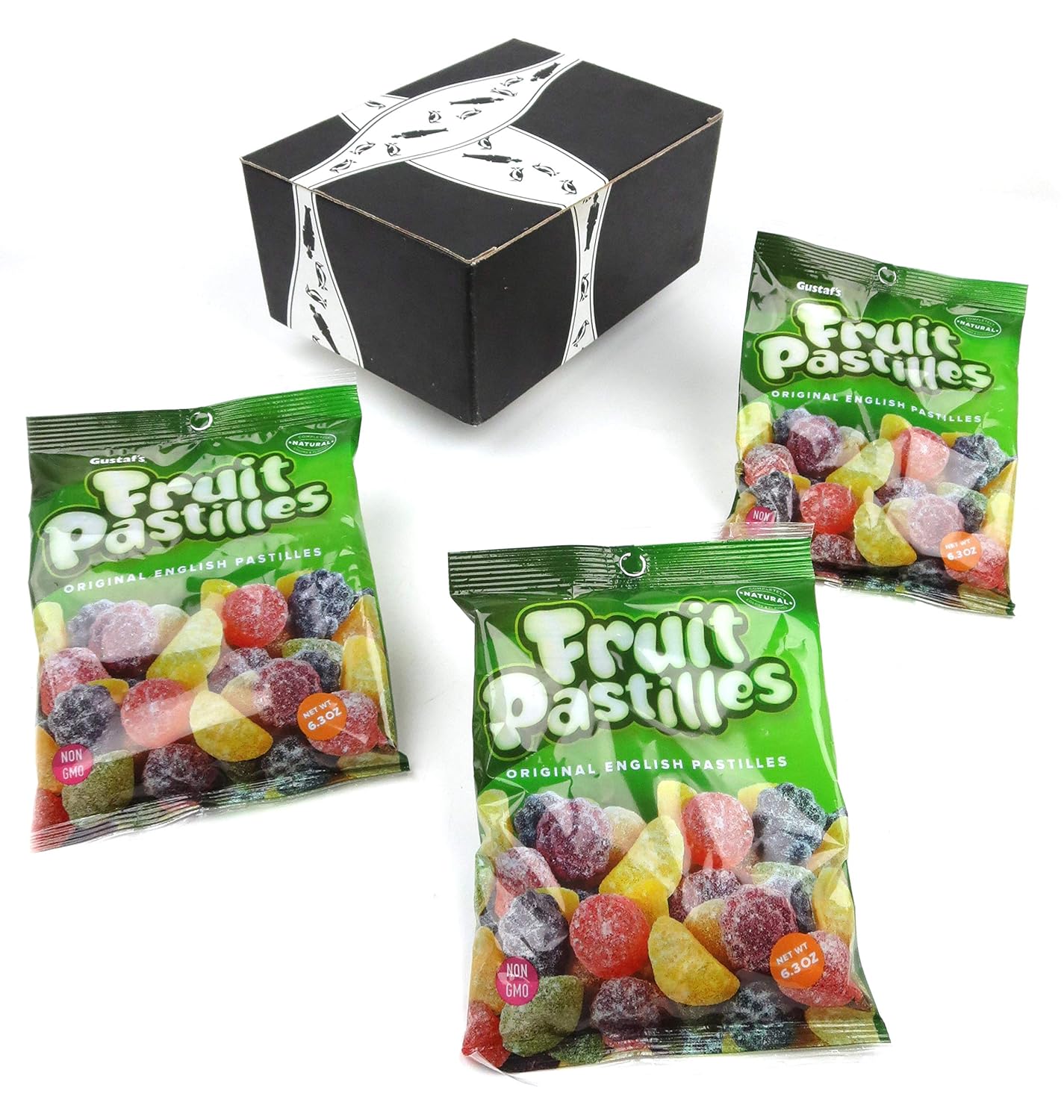 Gustaf's Fruit Pastilles Candy, 6.3 oz Bags in a BlackTie