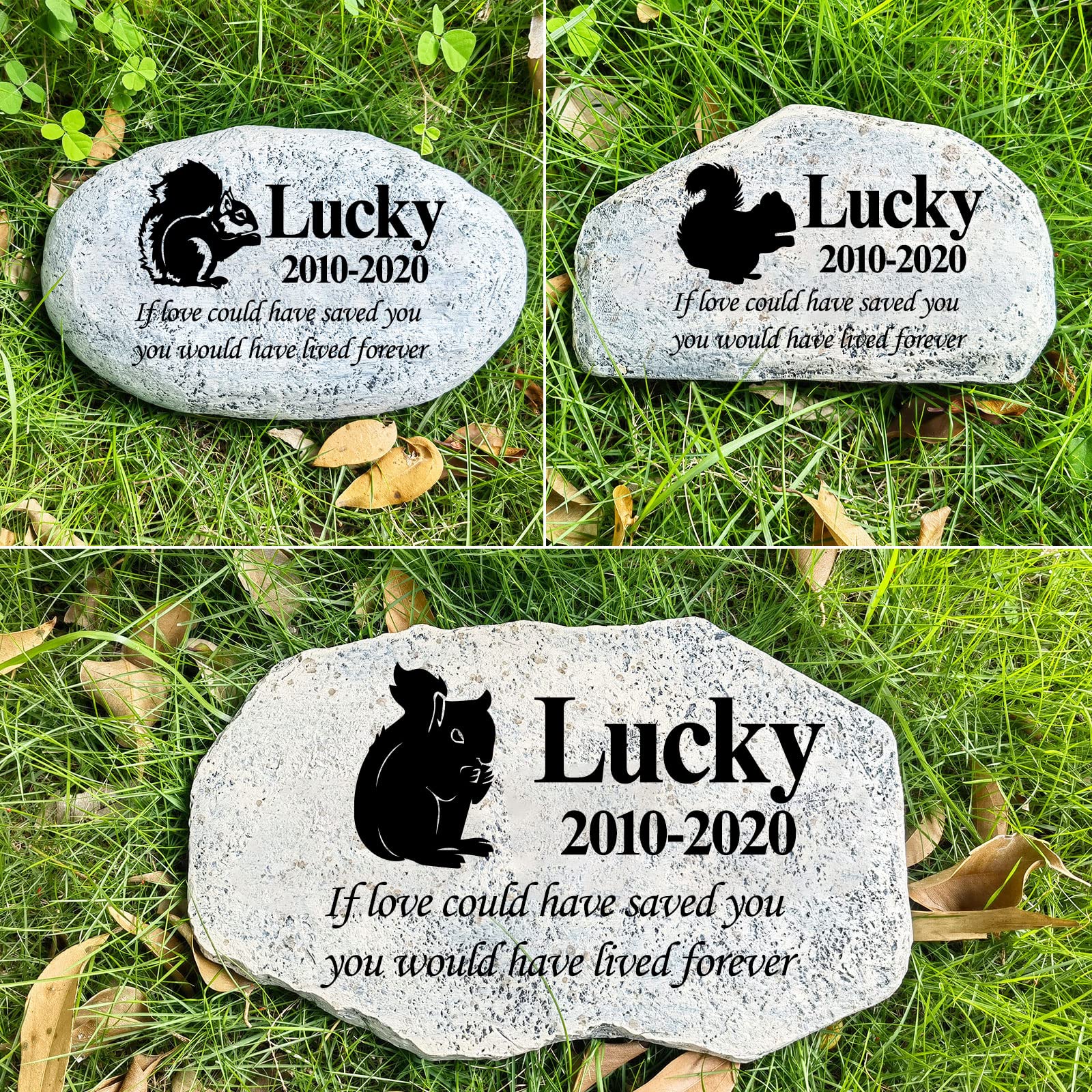 Zatanmulo Personalized Pet Memorial Stone, Garden Memorial Stone Personalized, Squirrel Headstone, Squirrel Tombstone, Memorial Plaque Outdoor, Garden