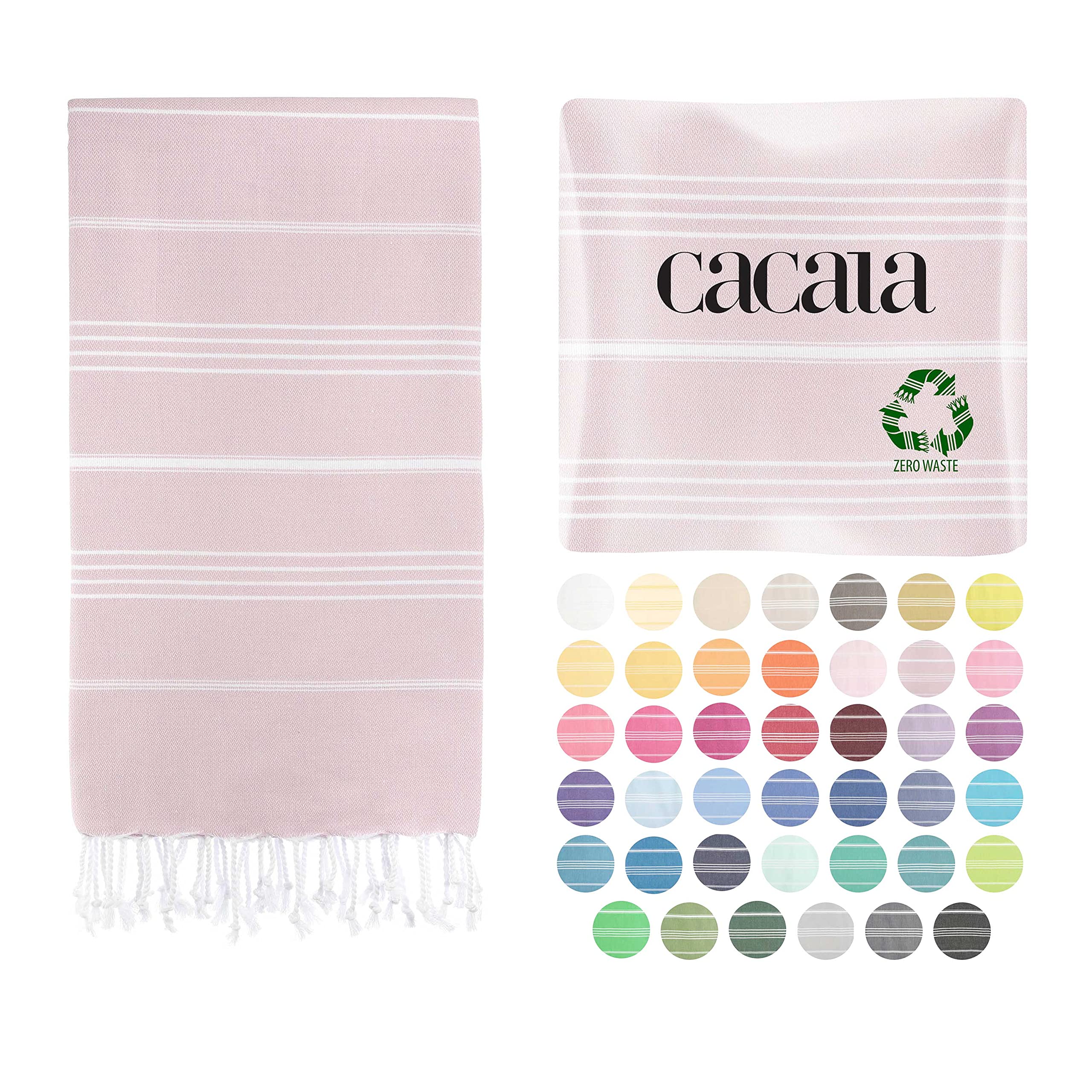 Cacala Lightweight and Thin Turkish Beach Towel 100% Cotton Sand-Free and Quick-Drying Goodness Perfect as an Extra Large Travel Towel, Beach