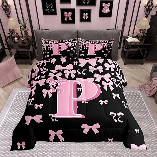 jejeloiu Girls Cute Bow Bedding Set Twin Size 3 Pcs for Boys Girls