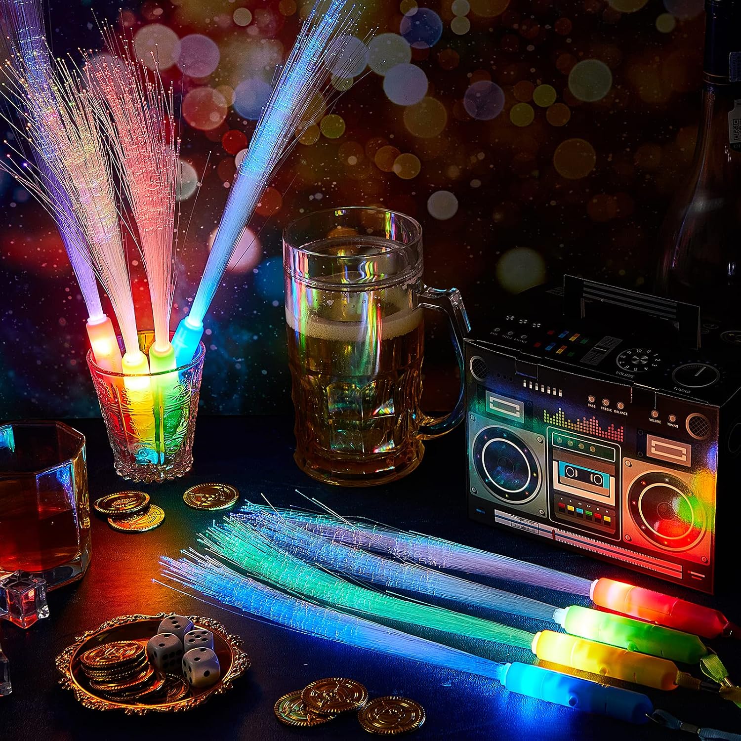 Exсluѕіvе Sресіаl 60 Pack Fiber Optic Wands Glow Wands LED Light Up Wand Bulk with 3 Flashing Models Flashing Sticks with Included Batteries for Kids Birthday Party Favors Wedding Halloween Christmas Concerts Clubs