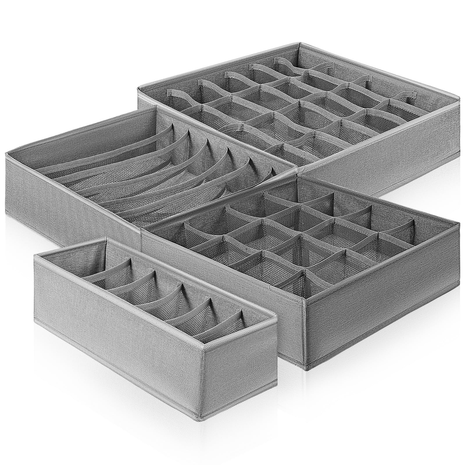 4stücke Faltbare aus Robustem Kationikstoff mit Pp panelen Vielseitige Aufbewahrungsboxen für Unterwäsche Socken Krawatten und Babykleidung Platzsparend und Waschbar