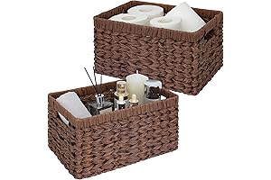 GRANNY SAYS Rectangle Wicker Storage Baskets for Shelves, 2-Pack - Brown