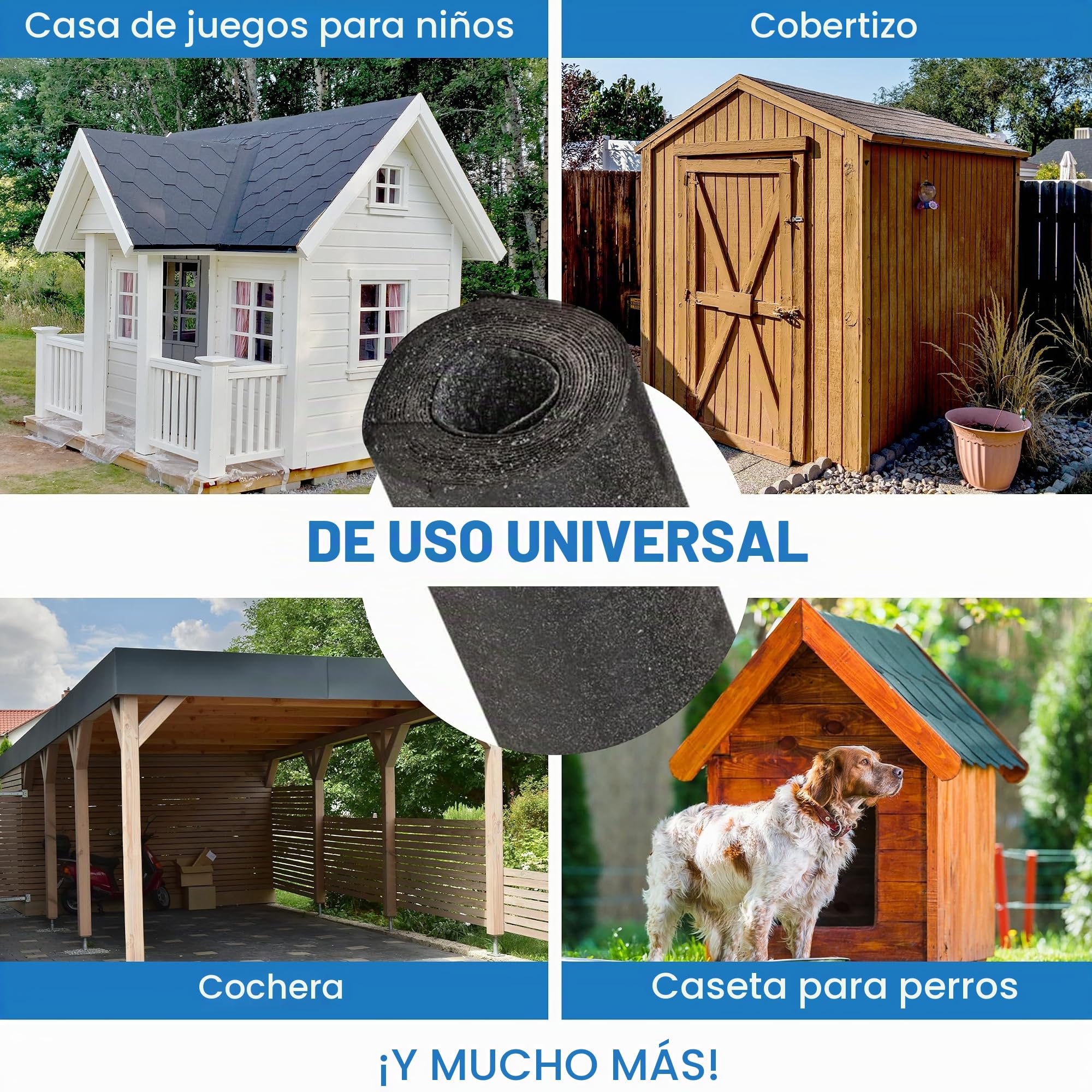 GARTENPIRAT Rollo con 5,0 m² de Tela asfáltica arenosa para techos Color Negro