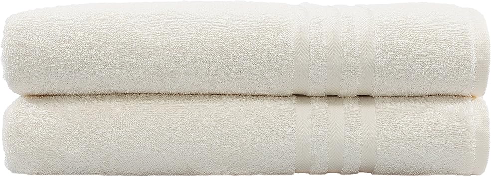 Linum Home Textiles 100% Turkish Cotton Denzi Bath Towels, Set of 2, Cream