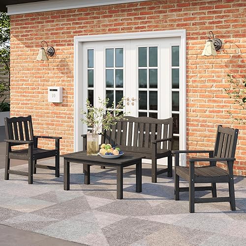 Miniatura 8 de Stoog Mesa auxiliar para exteriores, mesa auxiliar de madera de polietileno para todo tipo de clima, mesa auxiliar rectangular para patio trasero,