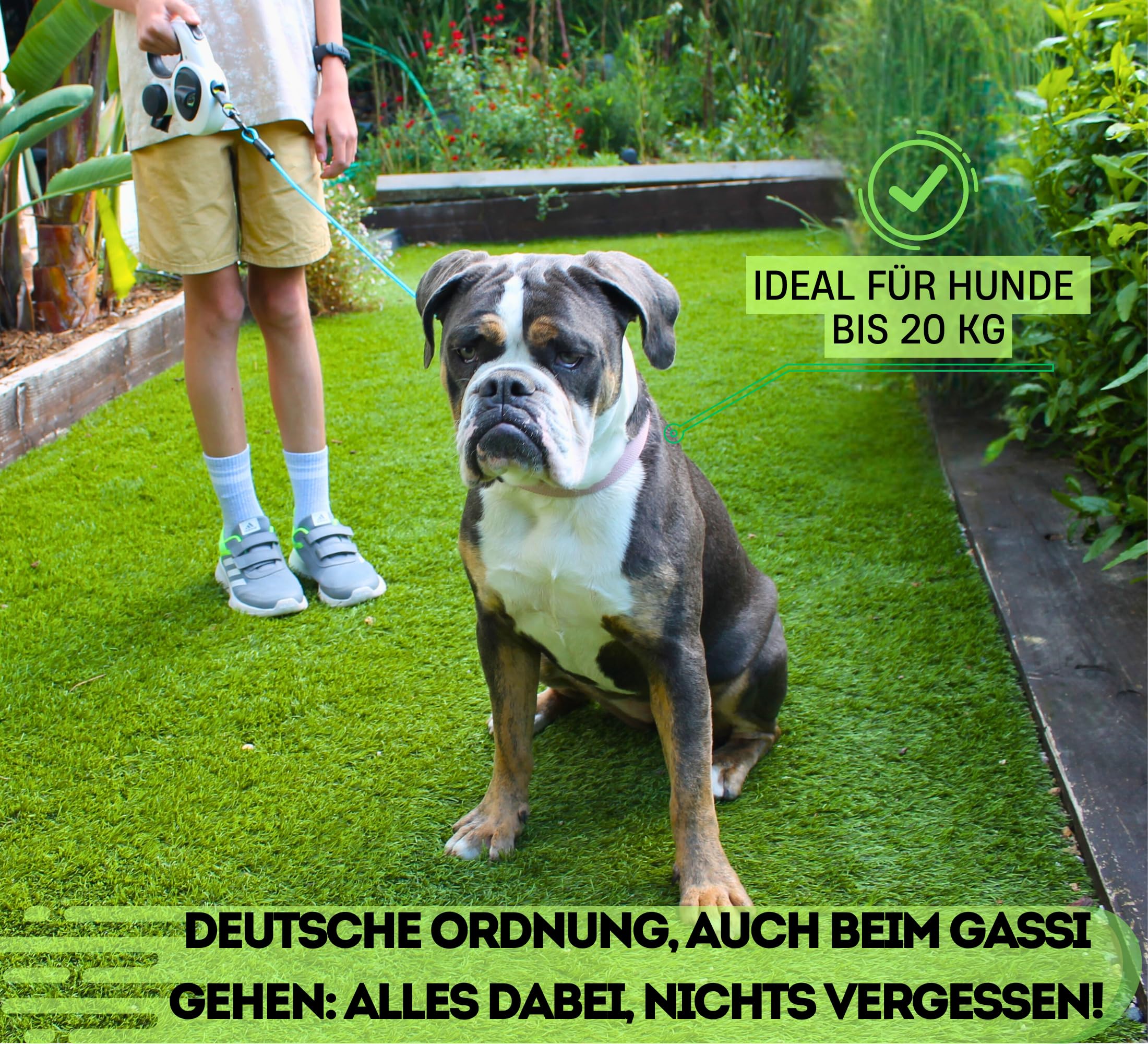 Snuggle Paws Ausziehbare Hundeleine 5m – Kompakt & Leicht: LED-Lampe, Integrierter Kotbeutelspender, Anti-Kau-Stahlseil, Reflektierendes Nylonband | Rollleine für kleine Hunde bis 20 kg