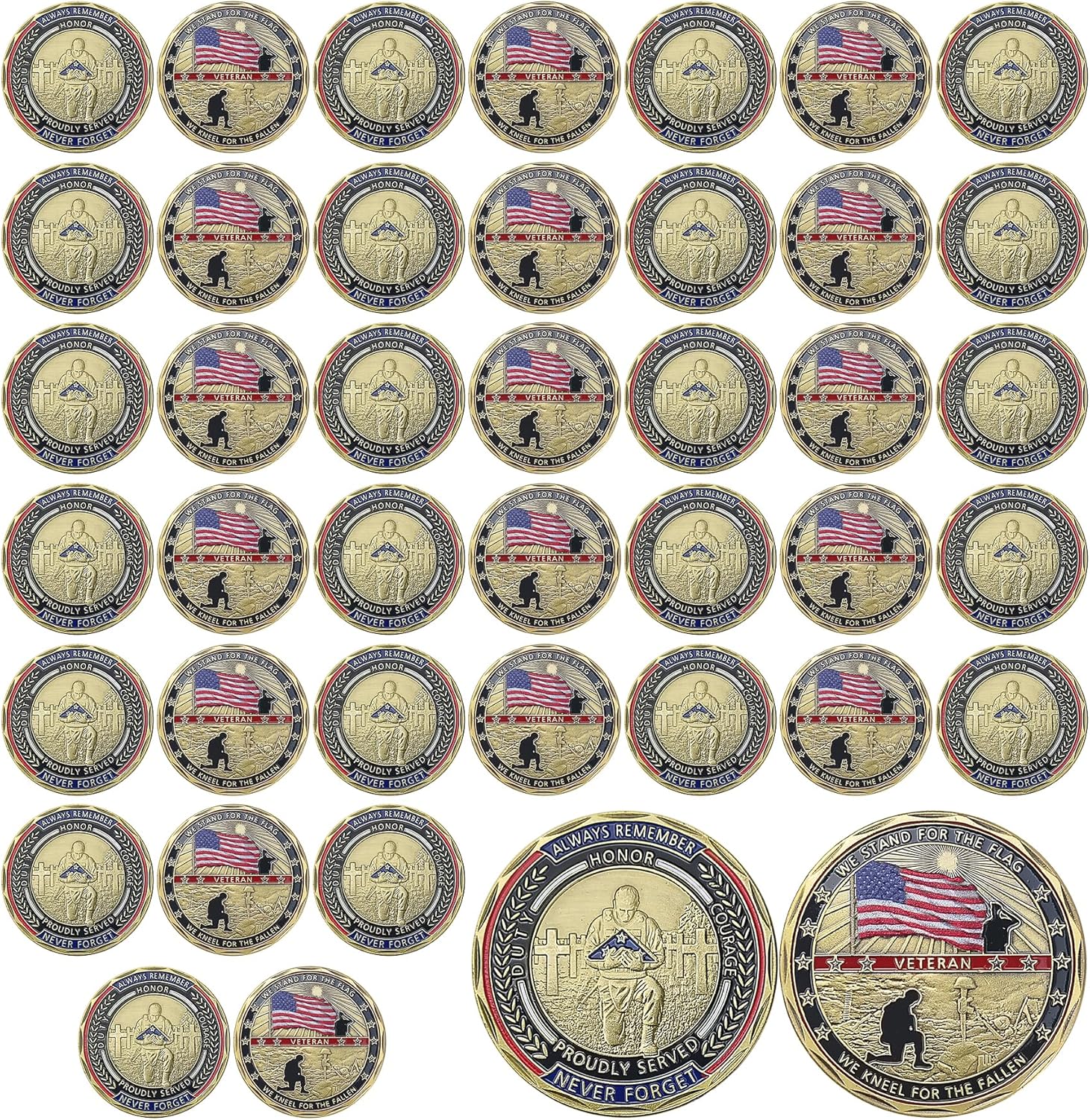 24 Pcs U.S. Veteran Challenge Coin Military Challenge Coins Us Army Challenge Coin Veteran Thank You Coinswe Stand for The Flag We Kneel for The Fallen Military Gift