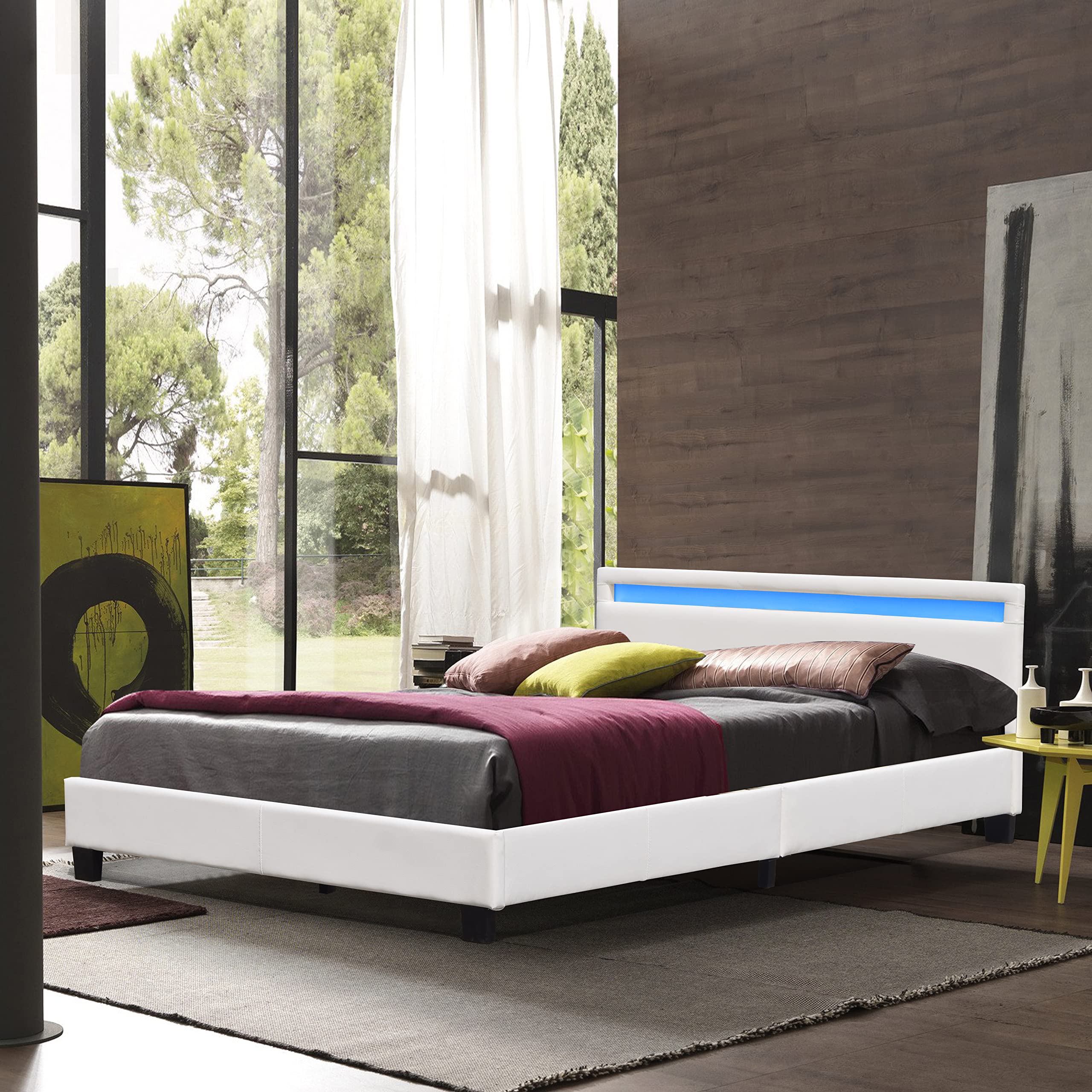 Angel-solide Et Confortable Lit 180x200 Avec Sommier+tête De Lit Avec Sommiertete De Lit Avec Eclairage Led Couleur Noir Angel-solide Et Confortable Lit 180x200 Avec Sommier+tête De Lit Avec Sommiertete De Lit Avec Eclairage Led Couleur Noir