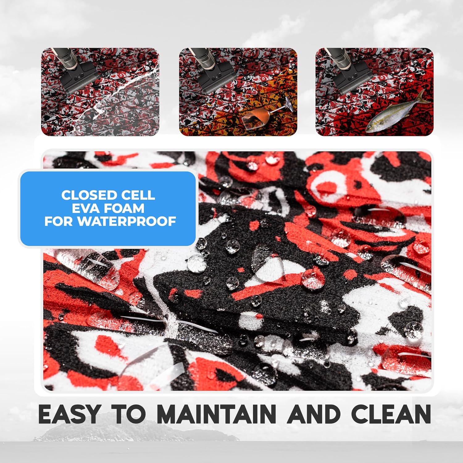 FOCEAN EVA Foam Boat Flooring, Sea Vinyl Decking Camo Deck Mats with self Adhesive for Bass Boats Pontoon Boats Jon Boats RV Yacht Kayak Surfboard Floor