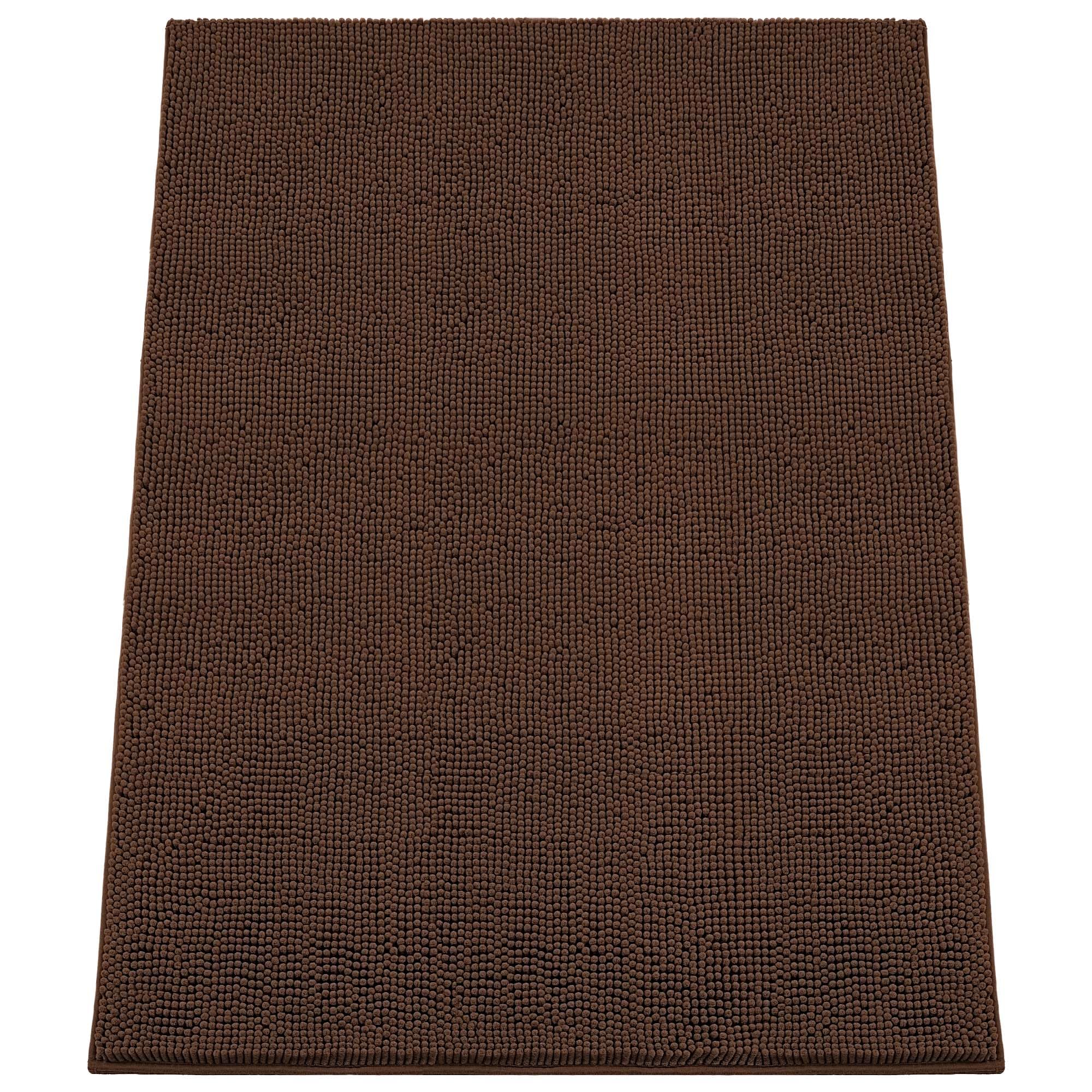 Absorbent Dog Door Mat for Muddy Paws, 60" x 48" Chenille Indoor Mats for Entryway, Trap Dirt Front Door Mat Indoor Entrance Washable Non Slip Soft Brown