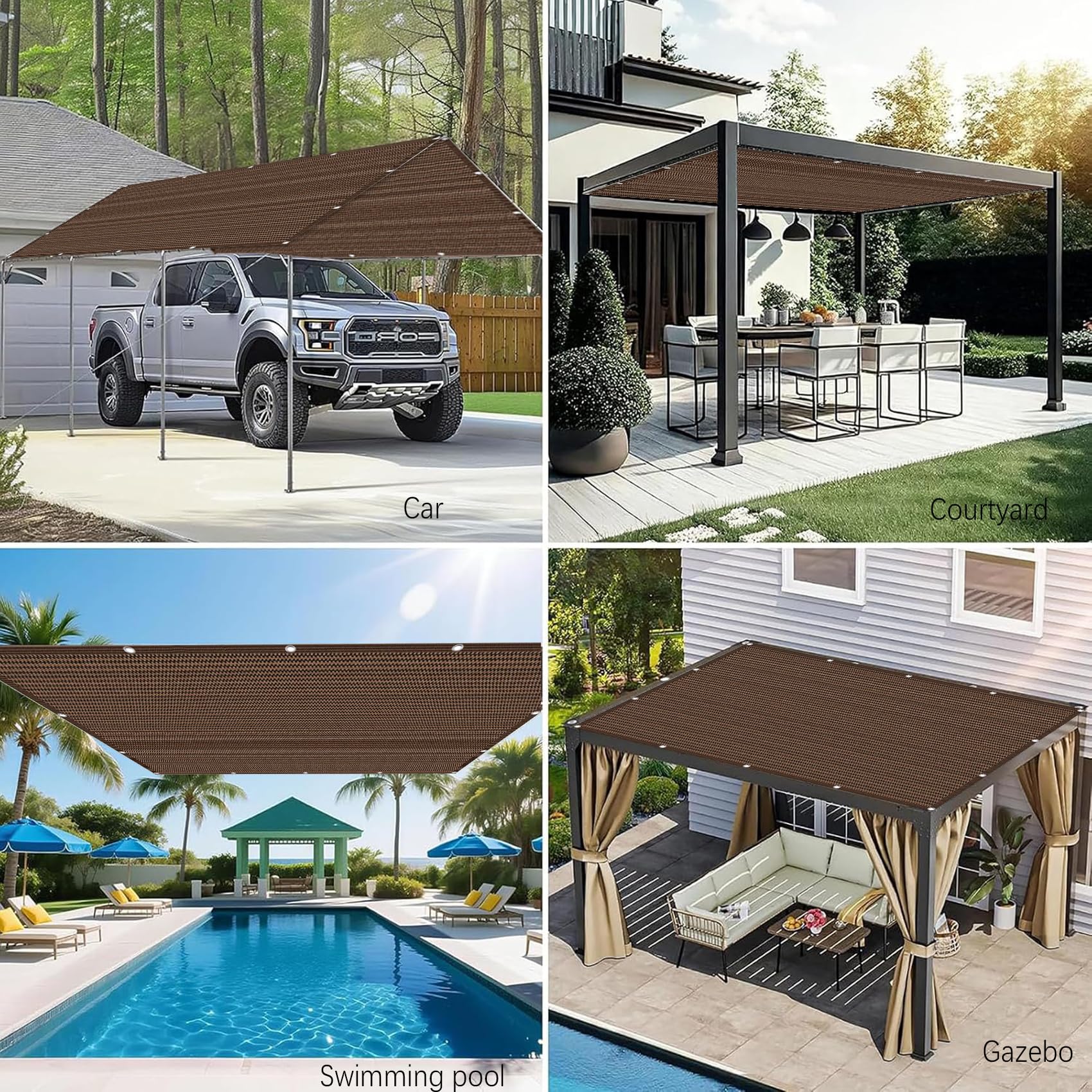 Sonnensegel mit Ösen 1 x 4.2 m 100% Polyester Uv-Beständiges, Wetterfest, Ohne Bohren, Leicht Haltbarkeit, Outdoor Schattierungsnetz Balkon mit Ösen für Balkon Terrasse, braun