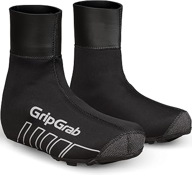 GripGrab RaceThermo X Neoprene Winter Gravel Cycling Shoe Covers Waterproof | Zipperless design for slim, raceoriented MTB, gravel bike & cyclocross shoes thermal insulation, reflective details