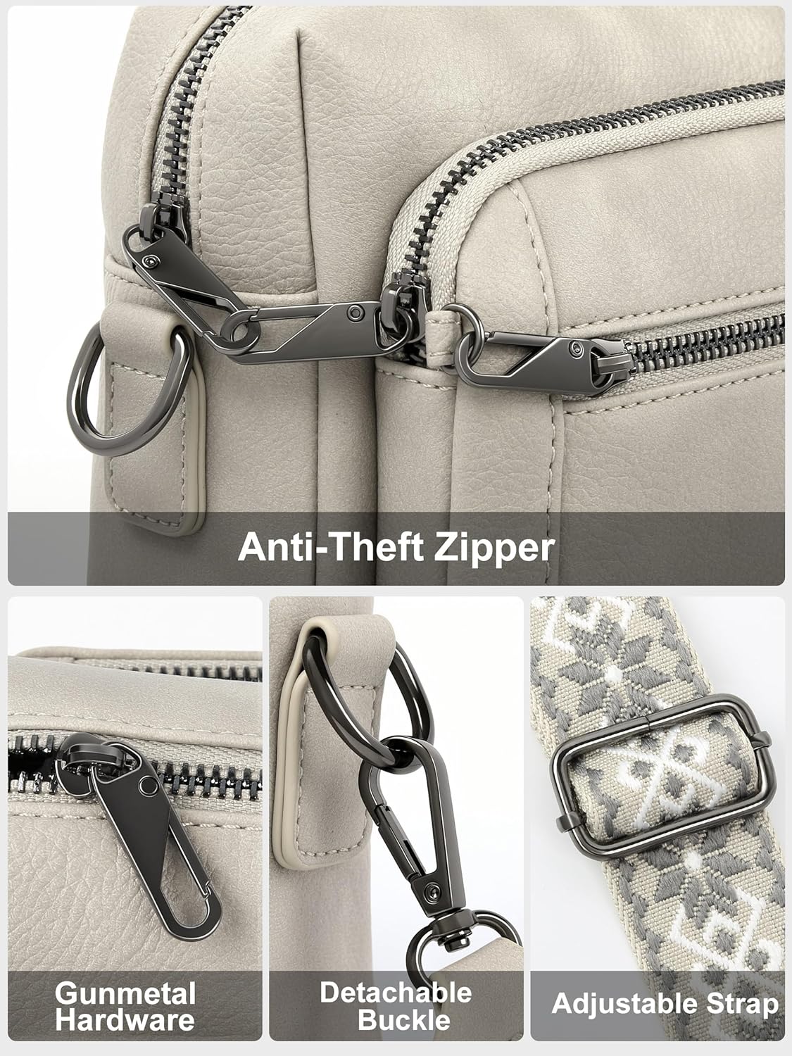 Small Leather Crossbody Bags for Women Anti theft Purses and Handbag Shoulder Hangbag with Wide Strap Tassel - Image 5