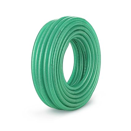 GARBNOIRE 0.75 Inch Heavy Duty 3 Layered 0.75 Inch Braided Water Hose Pipe | Garden Outdoors Pipes with Hose Connector (30 Meter (98.4 Feet), Green)
