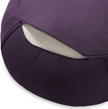 Zafu Meditation Cushion, 15 Round Buckwheat Yoga Pillow with Organic Cotton Cover