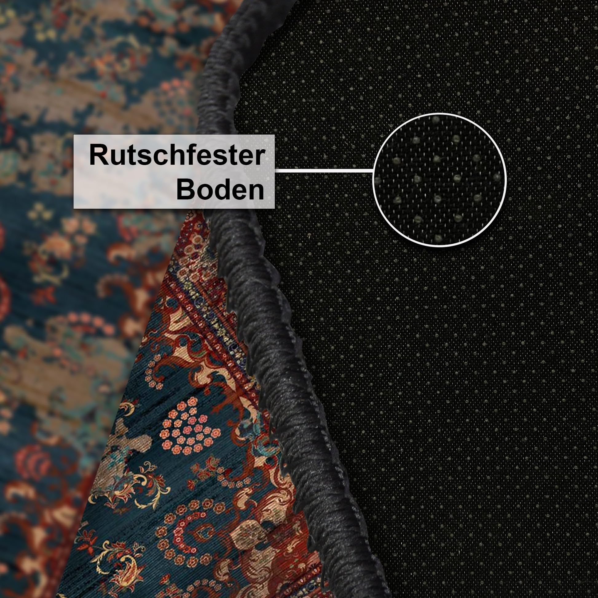 bamyum Kinevart Teppich Wohnzimmer 120X180 cm Waschbar Vintage Chenille