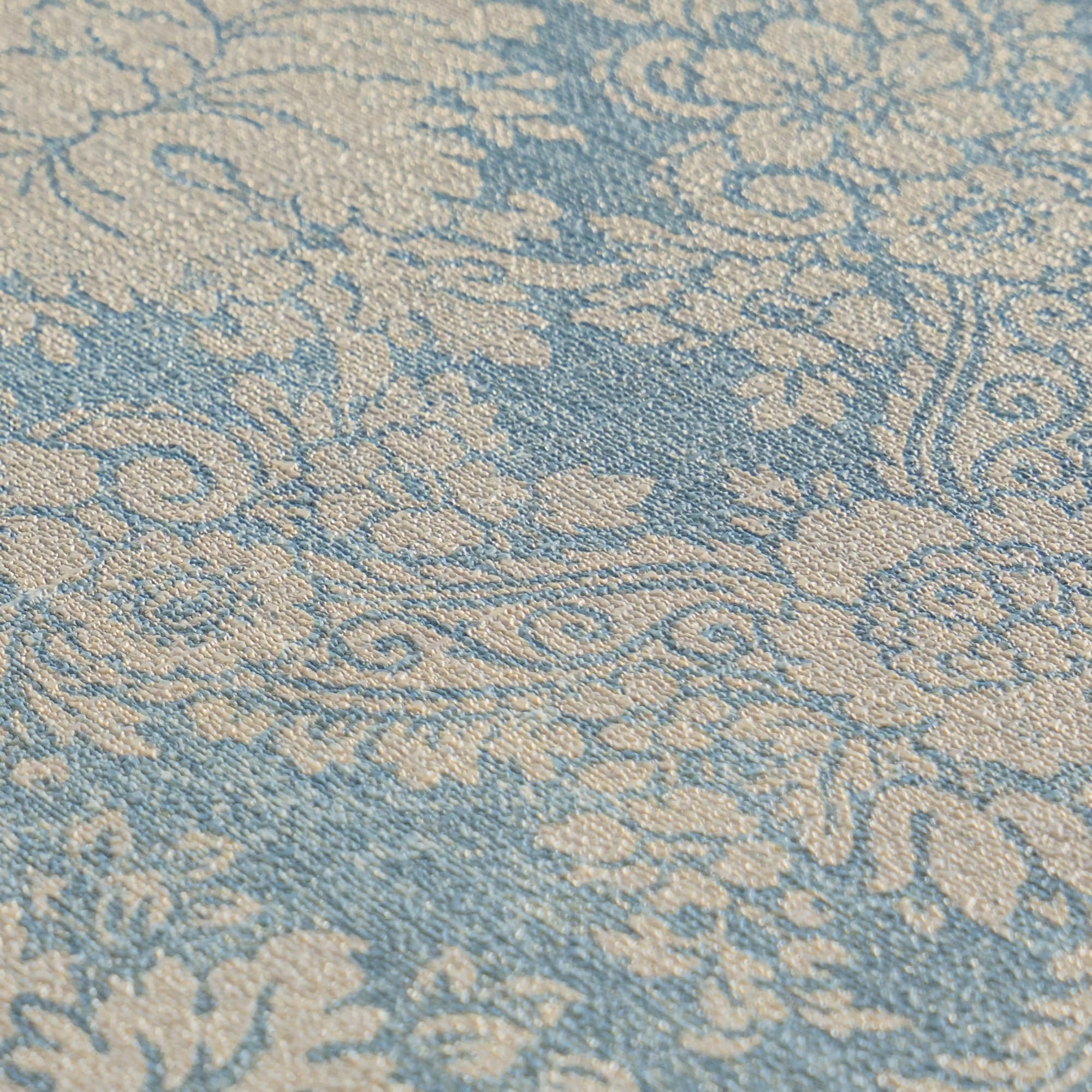 A.S. Création carta de parati TNT con effetto metallico in blu, marrone, metallico – carta de parati floreale 10,05 x 0,53 m – 336075