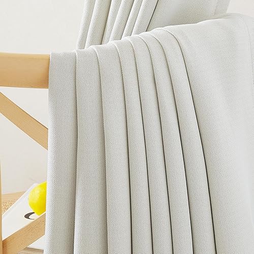 Miniatura 8 de NICETOWN Cortinas de lino sintético 100% opacas para dormitorio, con ojales de lino grueso, 2 capas, cortinas térmicas que reducen el sonido,