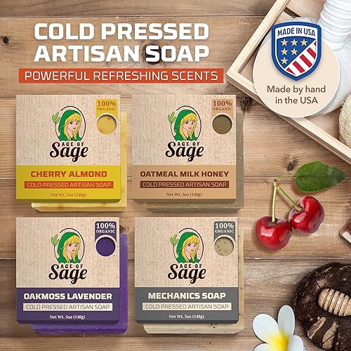 Miniatura 2 de Juego de Regalo de Jabón en Barra Natural Artesanal de Proceso Frío Hidratante para Mujeres - Paquete de 4 Honey & Him Aroma: Almendra Cereza, Miel