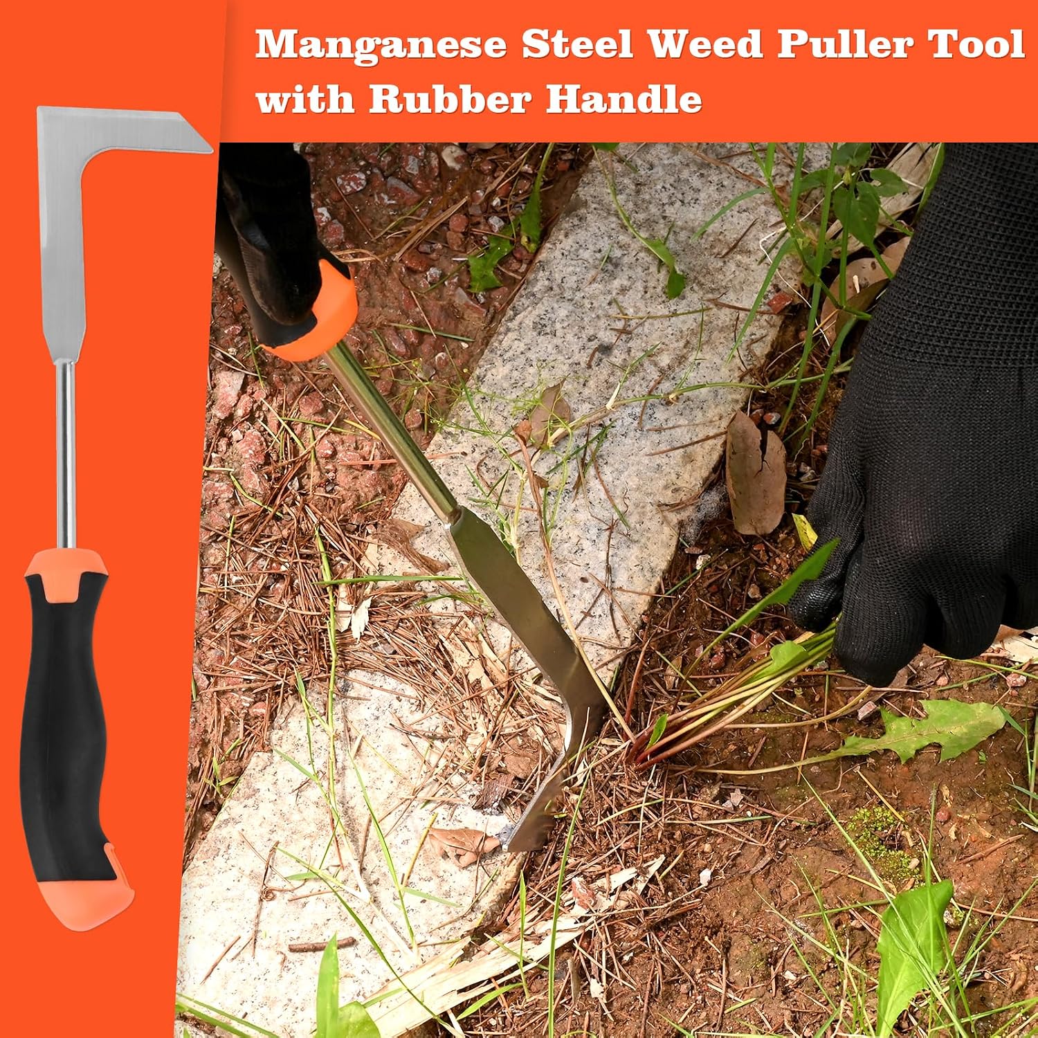 BokingOne Patio Crack Weeder Tool with Ergonomic Handle – Stainless Steel Weed Puller for Patio Sidewalk Driveway Cracks | Rust Resistant Dual-Material Gardening Tool thumbnail