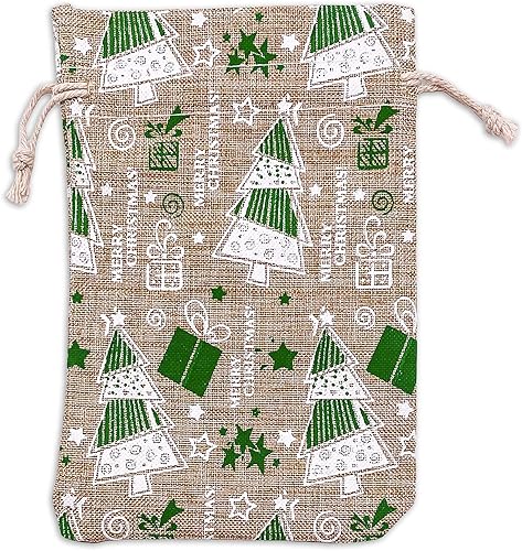 Miniatura 18 de TheDisplayGuys - Paquete de 12 bolsas de regalo de lona de yute reutilizables de 6 x 8 pulgadas con cordones (estrellas blancas, medianas)